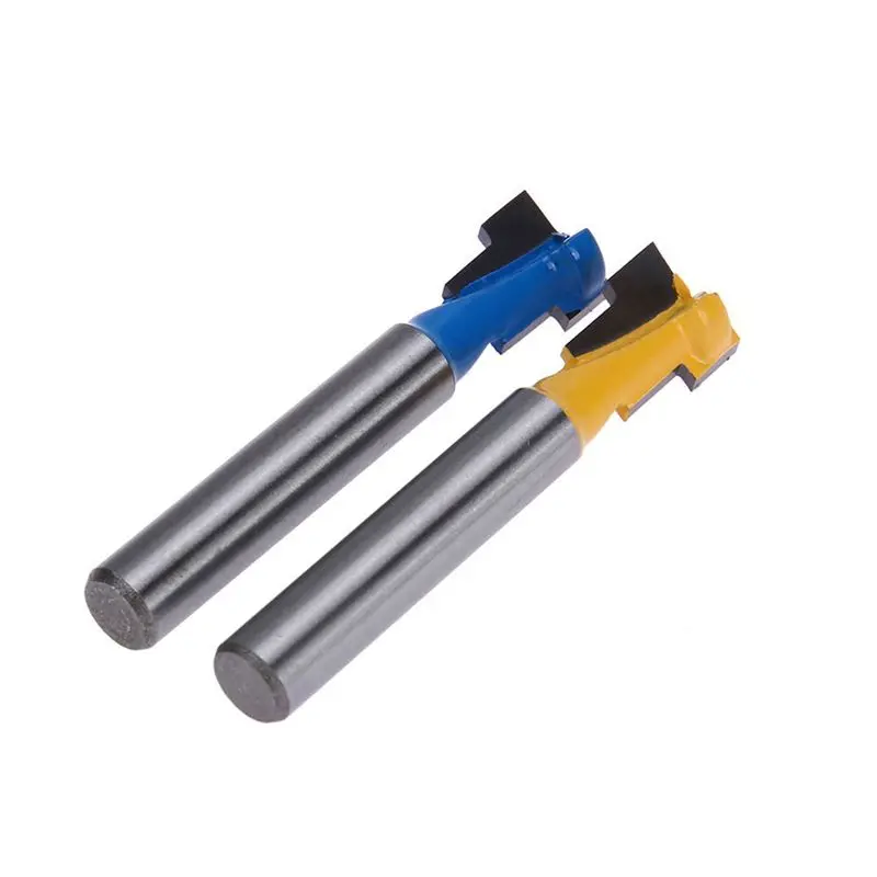 4Pcs 1/4 Inch Shank T-Slot Cutter Router Bit Steel Handle 3/8 Inch & 1/2 Inch Length Woodworking Cutters For Power Tools-A68E