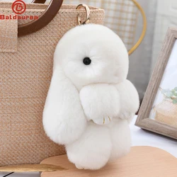 Three Model Size 100% Natural Rex Rabbit Fur Cute Fluffy Bunny Keychain Real Fur Key Chains Bag Toys Doll Lovely Keyring Pendant