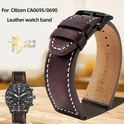 For CItizen Eco-Drive CA0695 CA0690 BM8475 Vintage Leather Watch Strap  For Men  22mm Watch Band Pin Buckle Style