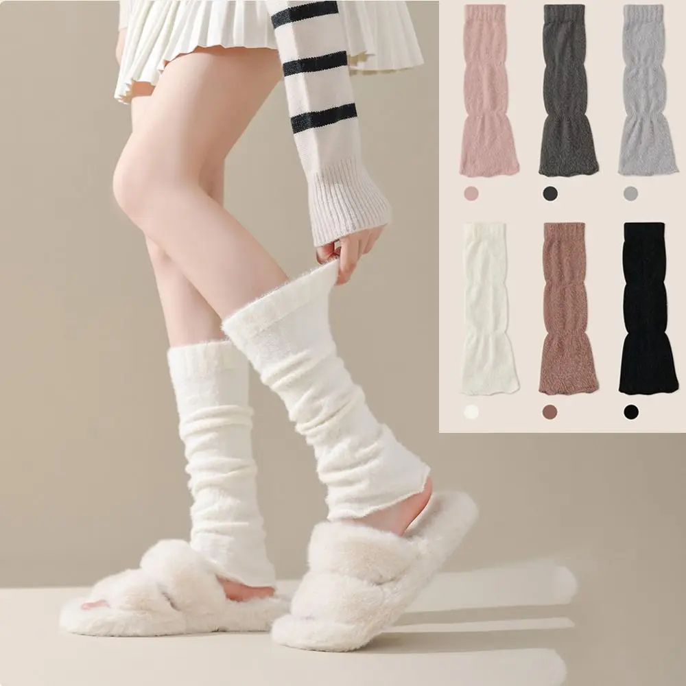 

Lady Fashion Mink Velvet Women Leg Warmers Thickened Warm Foot Cover Socks Solid Color Knitted Foot Cover Cold Weather