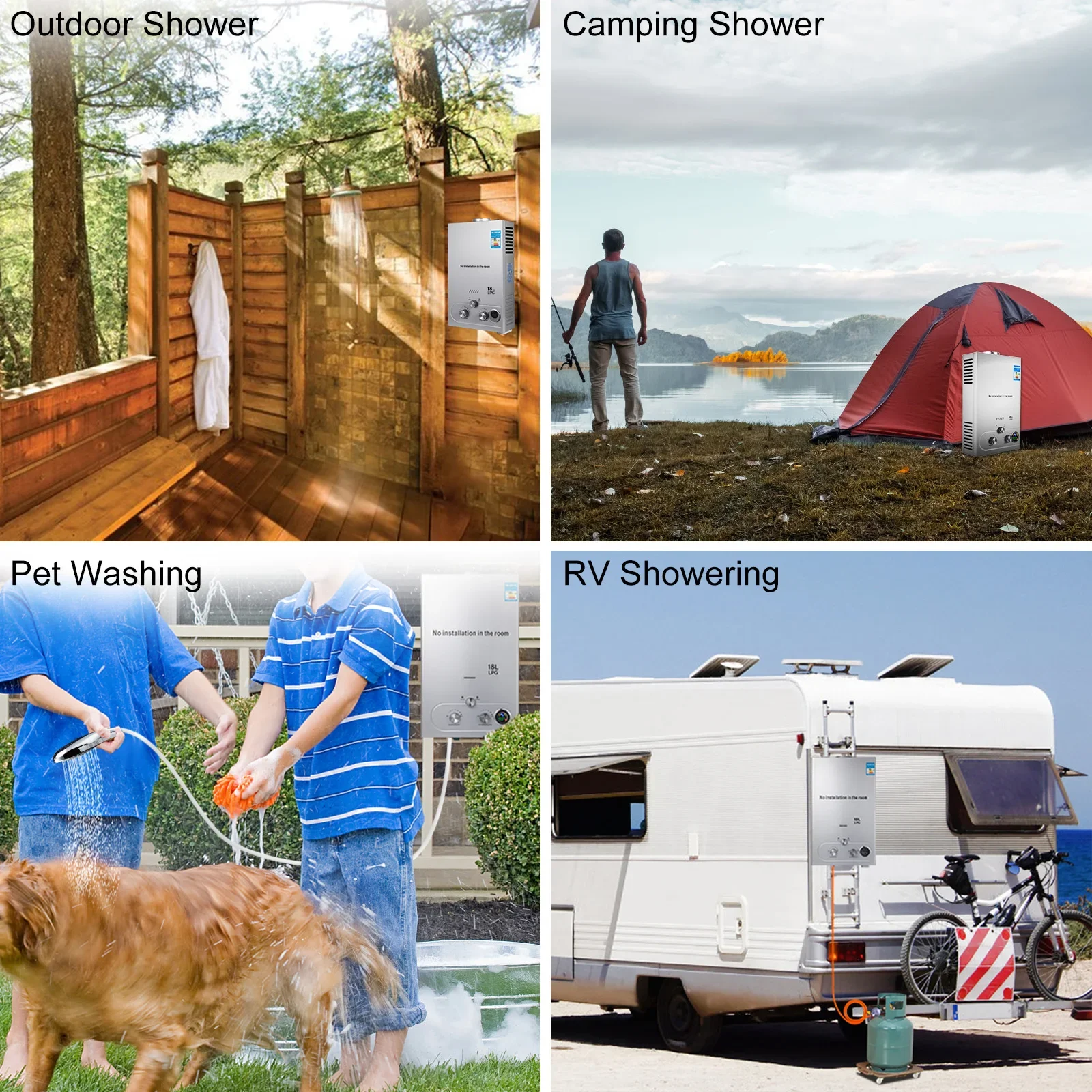 SIHAO 6L 8L 10L 12L 16L 18L LPG المحمولة Instand سخان مياه غاز البروبان غاز البترول المسال الحائط Tankless سخان مياه شاشة ديجيتال