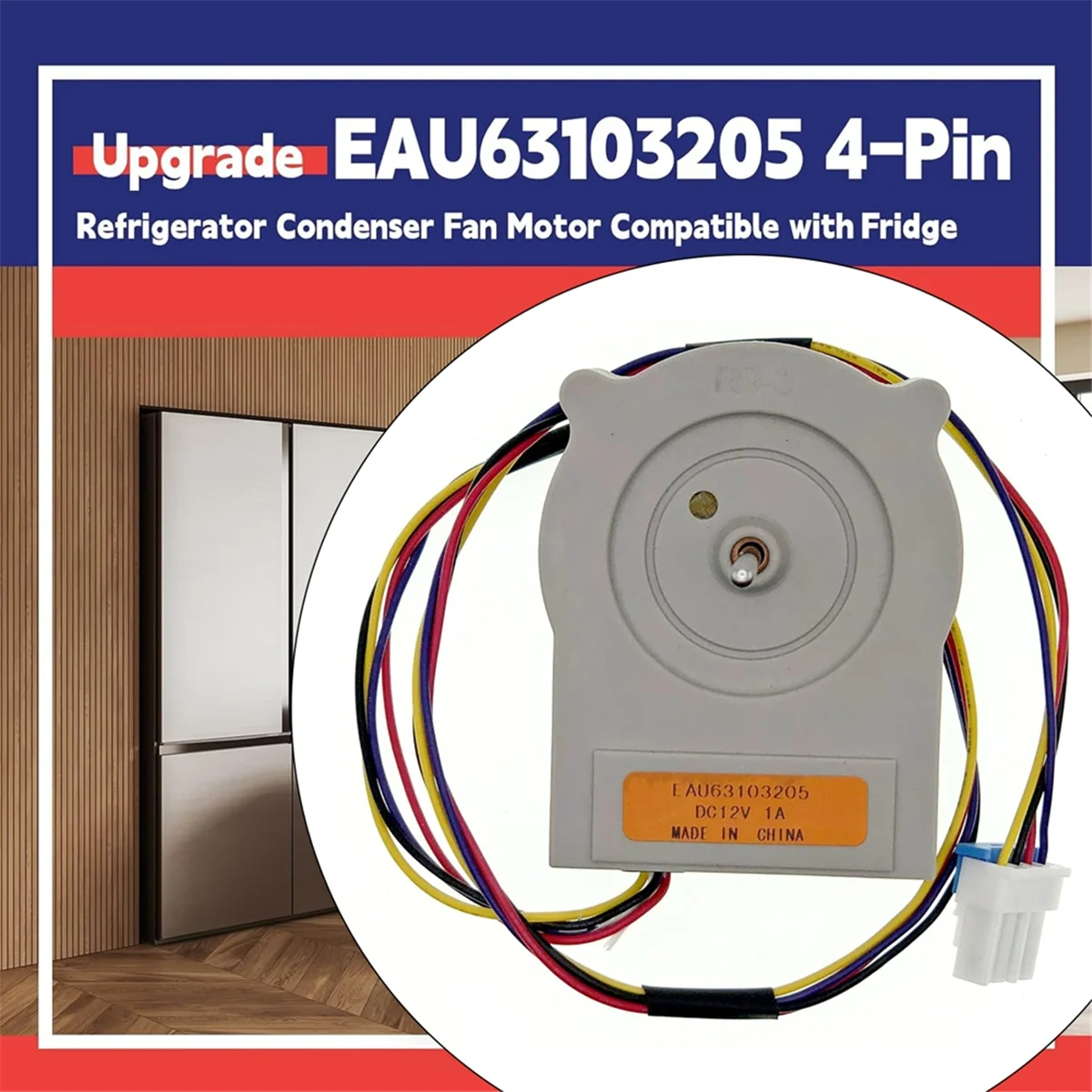 Nuovo EAU caldo 63103205   Il motore della ventola del condensatore del frigorifero per frigoriferi LG sostituisce il motore della ventola a 4 pin CC 12V 73132 73133 LFXS24623B