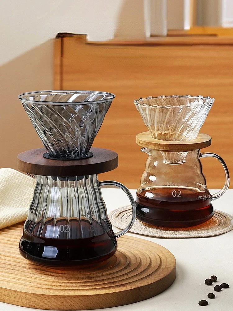 

Coffee Filters Hand Brewed Filter Cup Glass Sharing Pot Set Cold Brew American Drip Colander with Graduated Filter Simplicity