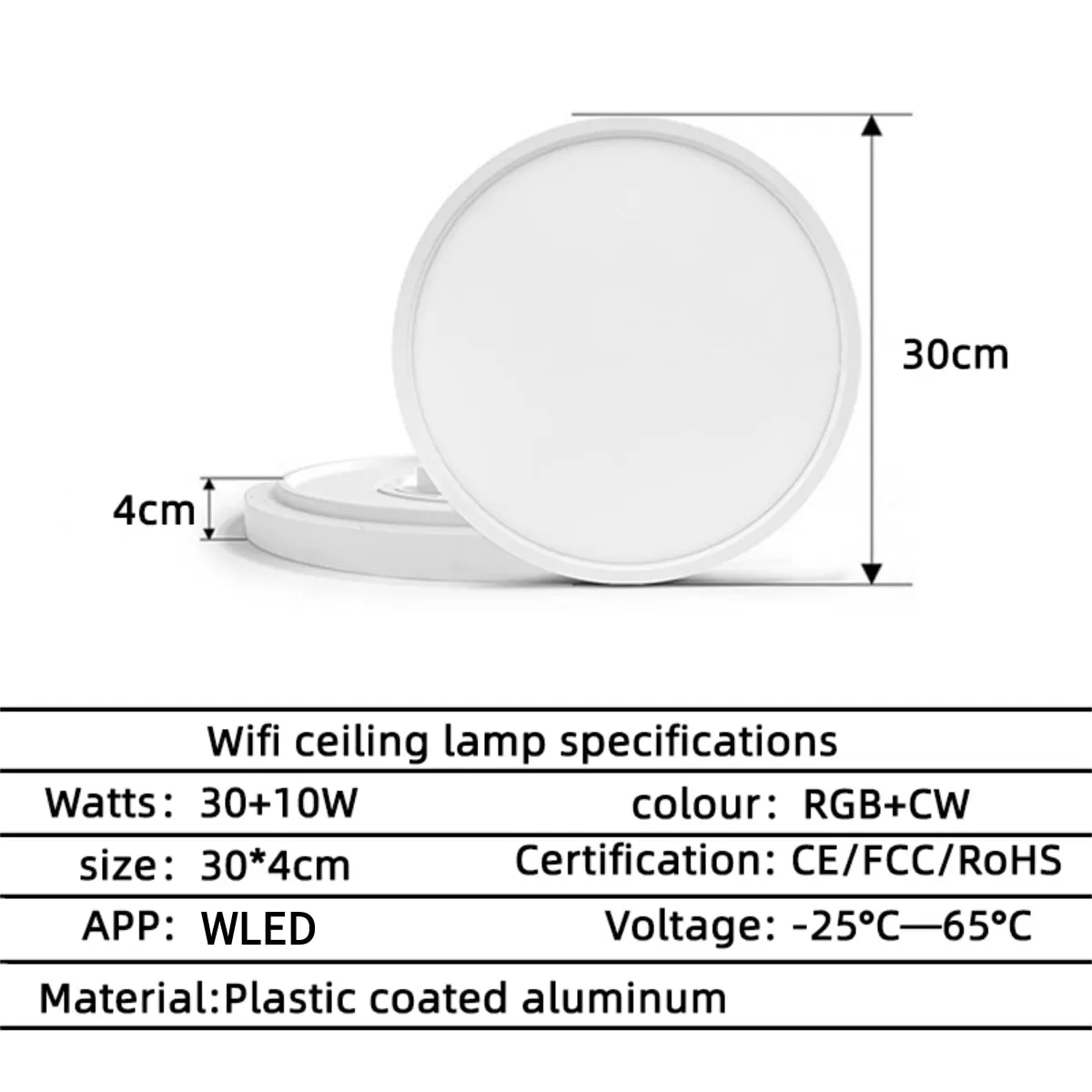 WLED RGB Smart Ceiling Lamp APP Controlled LED Room Decor Light for Home 24W 2400LM 180-240V Energy Efficient