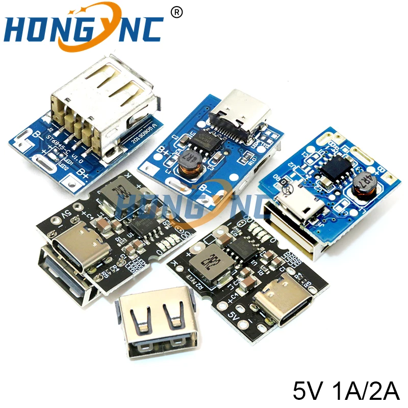 High-precision 5V 1A / 2A charge-discharge integrated module Type-C / Micro USB input compatible with 4.2V lithium battery Boost