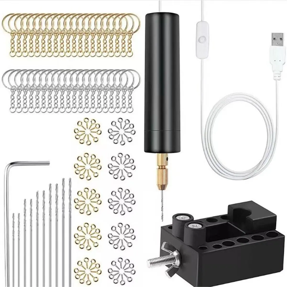 A1430K Electric Drill, Mini Drill , Keychain Making Kit, Jewelry Making Kit, Electric Hand Drill for Jewelry, Resin, Plastic SUM