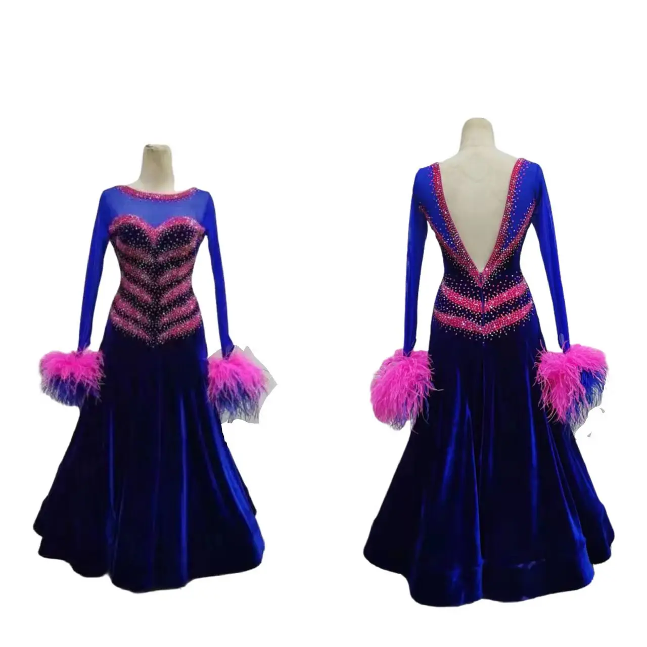 WHY NOT Dance Dress Applique Customized Ballroom Standard Dance  Competition Velvet Dress Flamenco for Lady Fast Free Shipping