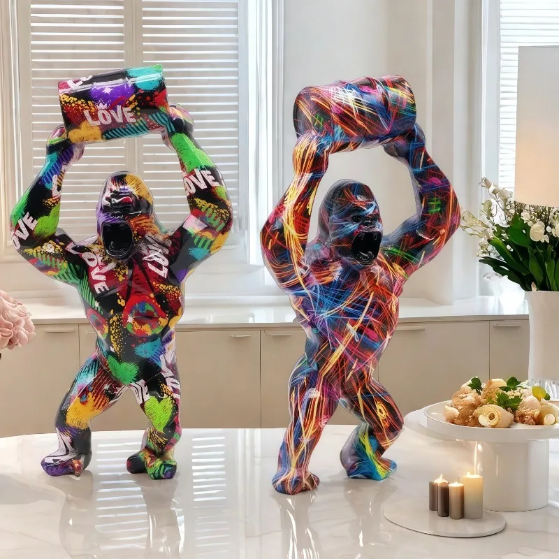 Creative Animal Gorilla Resin Sculpture Art Statue Nordic Home and Room Decoration Scene Decoration, Themed Party Decoration