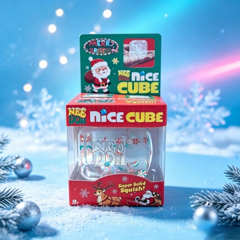 Needoh Christmas Day Nice Cube Squeeze Toys Sensory Toy Colorful Knead Stretch Anxiety Relief ADHD Fidget Toy Leisure Gift