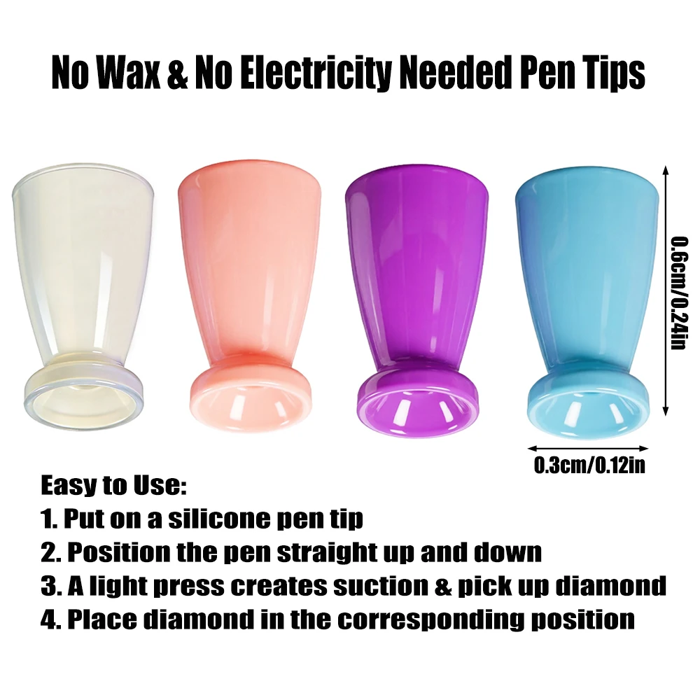 10PCS Mini Silicone Tips For Diamond Art Pen, Diamond Painting Tools Accessories, No Wax & No Electricity Needed Pen Tips