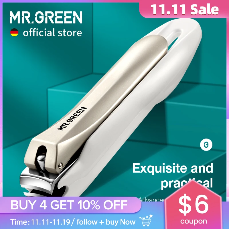 

MR.GREEN кусачки для ногтей с защитой от брызг, кусачки для ногтей из нержавеющей стали, маникюрные инструменты, ножницы для ногтей, съемный дизайн, триммер для ногтей
