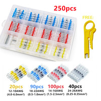 250pcs Heat Shrink Solder Seal Wire Connectors Kit Waterproof Butt Electrical Terminals Insulated Splice Marine Automotive
