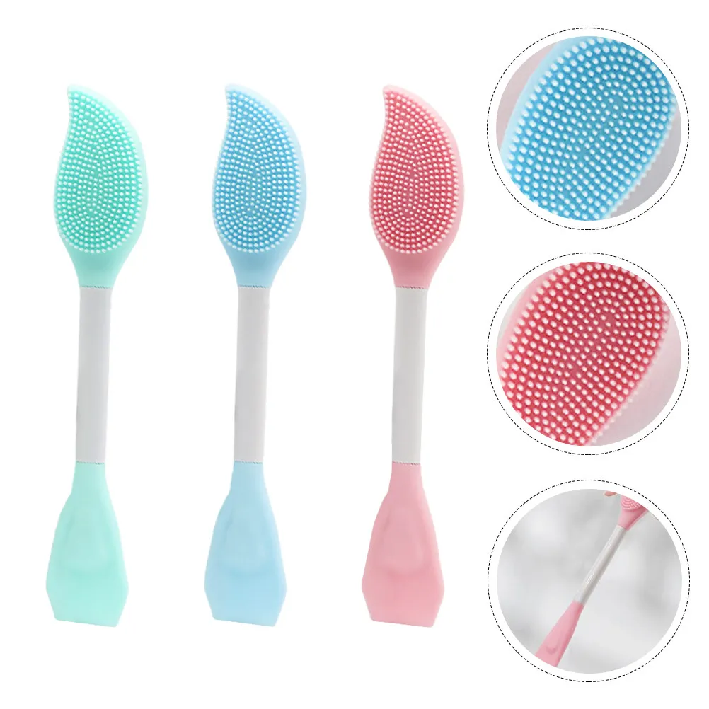 3Pcs Silicone Facial Mask Brush Double Ended Mud Mask Applicator for Home Beauty Salon Skin Friendly Easy Clean Massage Effect - view 5