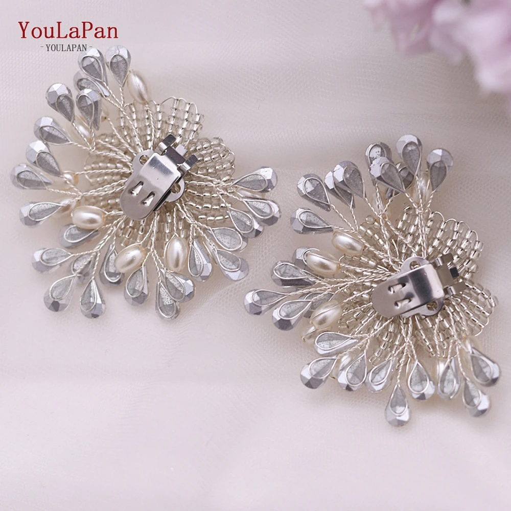 YouLaPan-Clips para zapatos de novia, hebillas de tacón alto, decoración de diamantes de imitación, accesorios para zapatos de boda, hebillas planas, X12