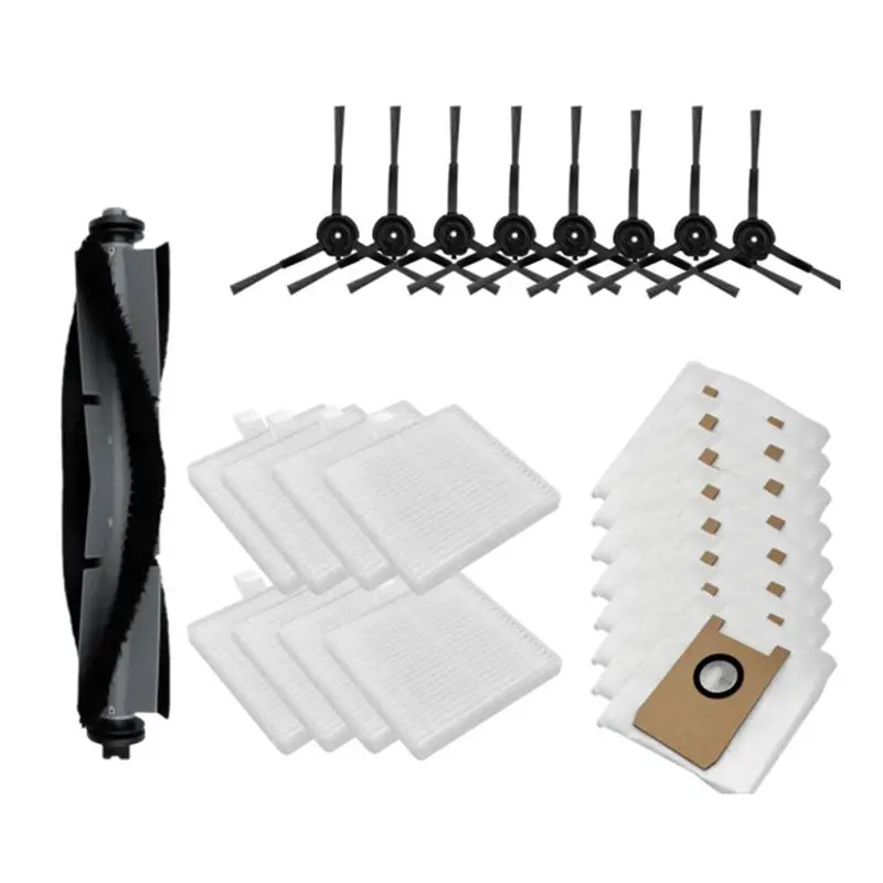 

Совместимые с ABZA аксессуары для робота-пылесоса AIRROBO T20: основная и боковые щетки, HEPA-фильтр, мешок для пыли, запасные части.