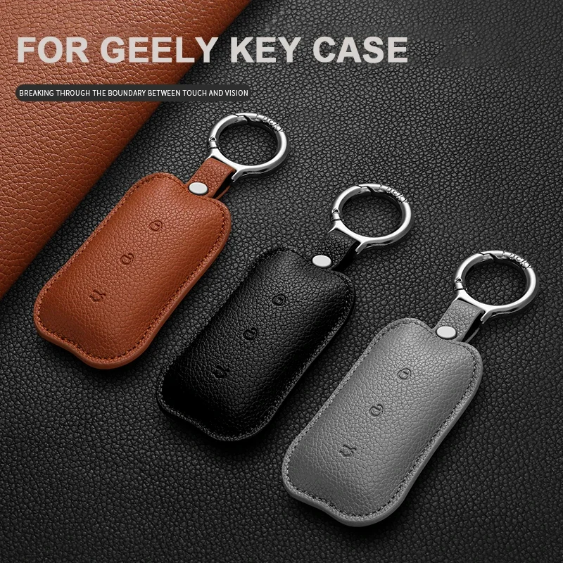 

Leather Car Remote Key Case Cover for Geely Galaxy L7 2023 L6 MAX 1.5T Plus AIR PRO Suede Car Key Fob Shell Keychain Accessories