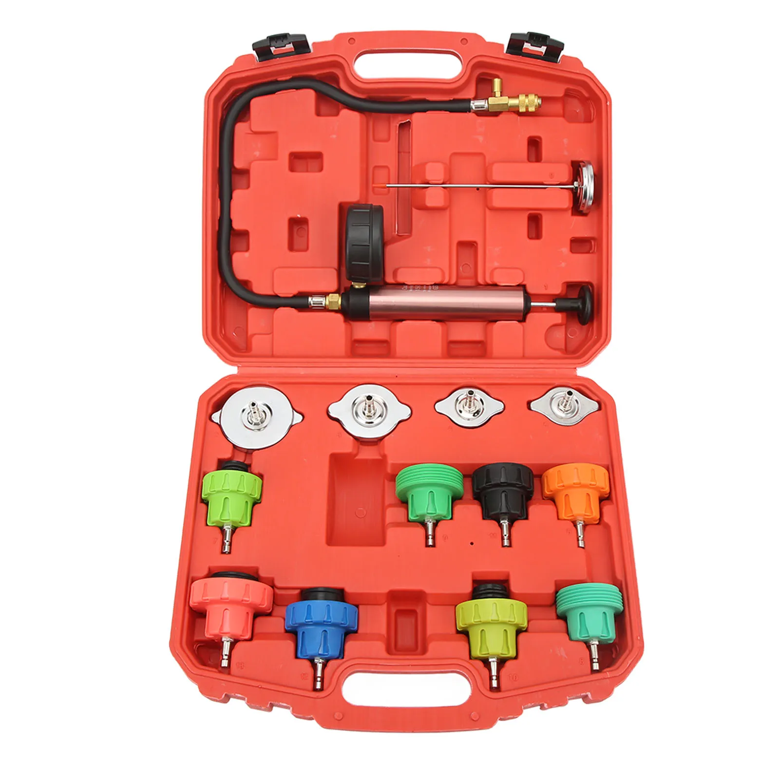 

14 шт. тестер утечки давления в радиаторе 0-35 фунтов на квадратный дюйм портативная система охлаждения диагностический набор инструментов автоматический манометр для утечки охлаждающей жидкости