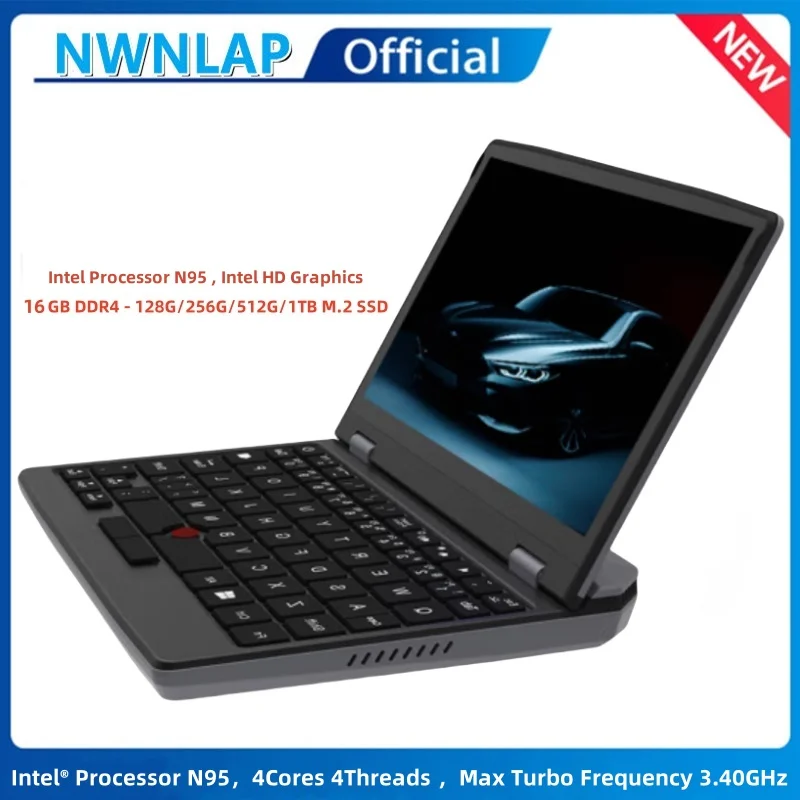 Mini ordenador portátil Intel N95 de 7 pulgadas, pantalla táctil, Netbook portátil, Windows 11, Mini PC, Micro ordenador, Bluetooth 4,2, 16GB, 1TB