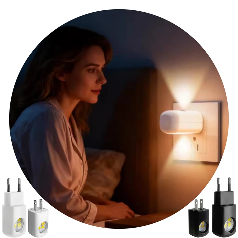 Wireless LED Night Light With Twilight Sensor Lamp EU/US Plug Night Lights for Kids Room Bedroom - Energy Efficient Lighting ﻿