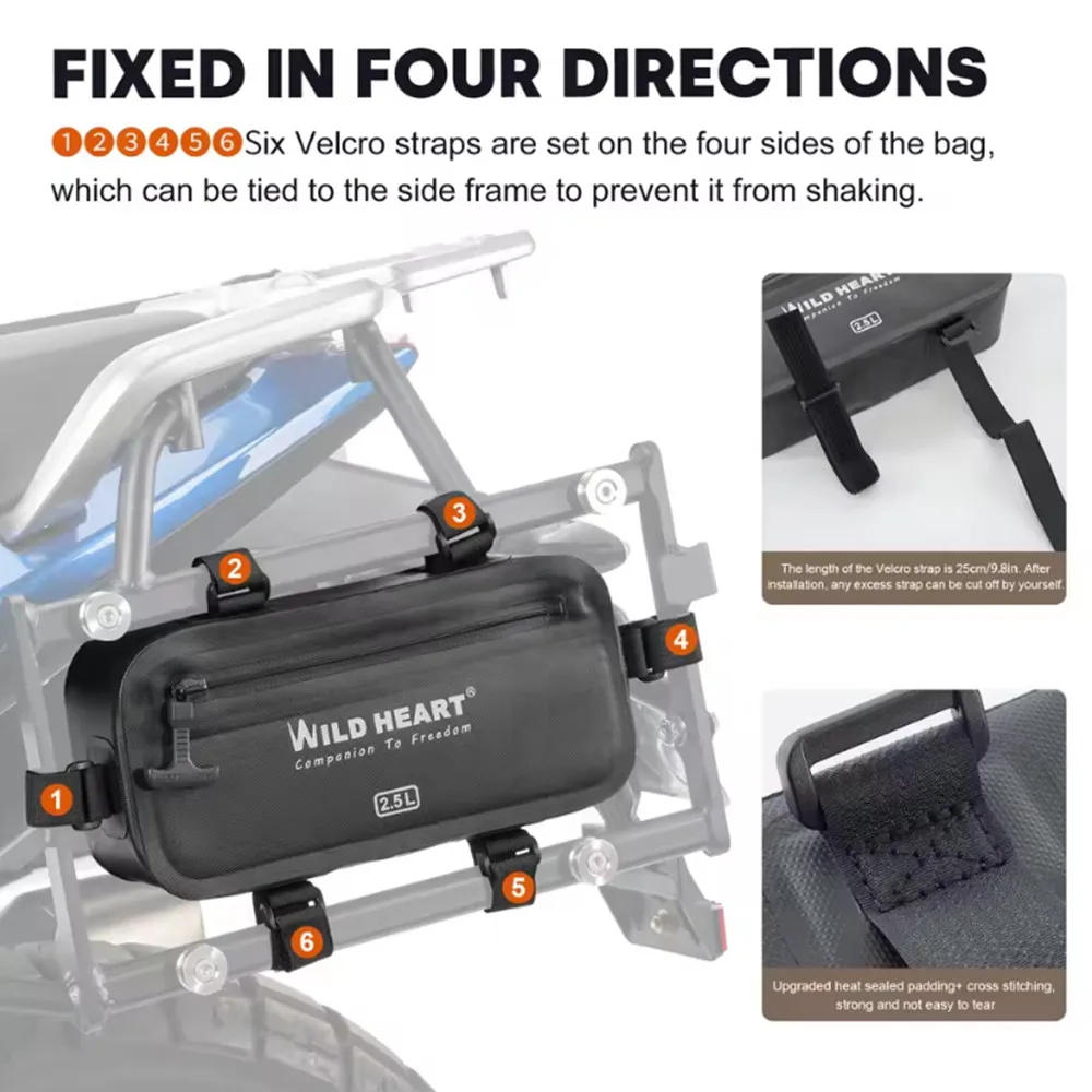 2.5L Motorcycle Side Tool Bag Waterproof Motorbike Frame Package Hanging Bag Universal Tool Bag For Harley BMW Yamaha Honda view 3