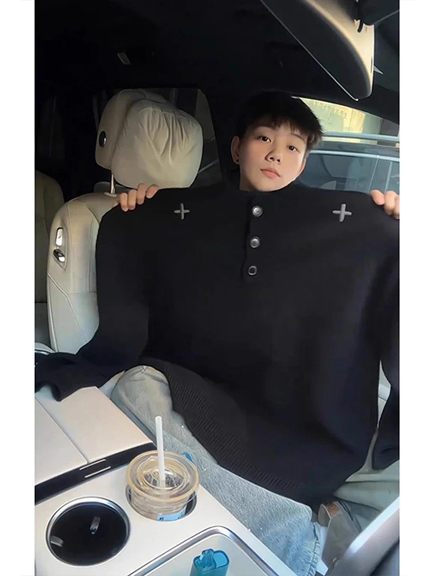 الرجال Bla Ne Knitwear الشتاء Thiened عارضة Sle الداخلية irt فضفاضة تناسب مريحة مادة لينة طويلة Sve #5