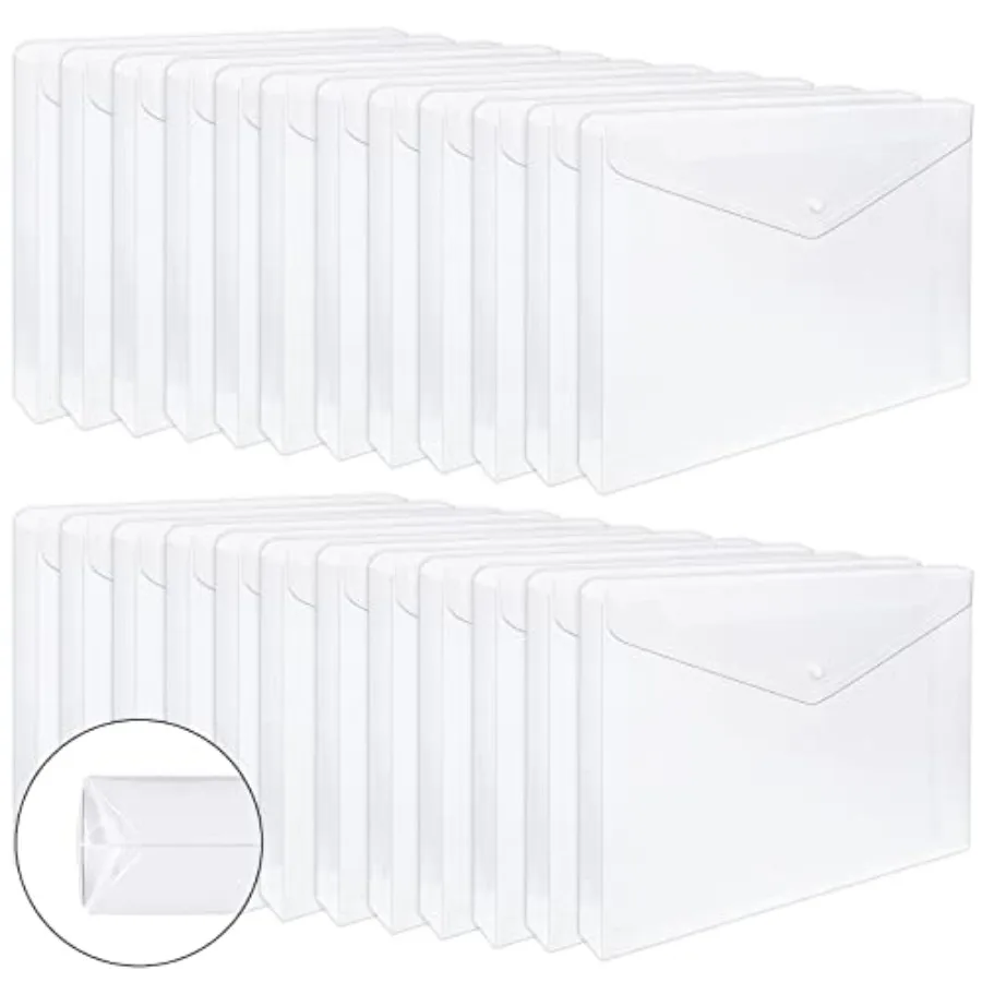 

24pcs Clear Envelopes Expandable Folde for Documents and Waterproof Folde with Sp Closure A4 Size Letter Size for School and Of