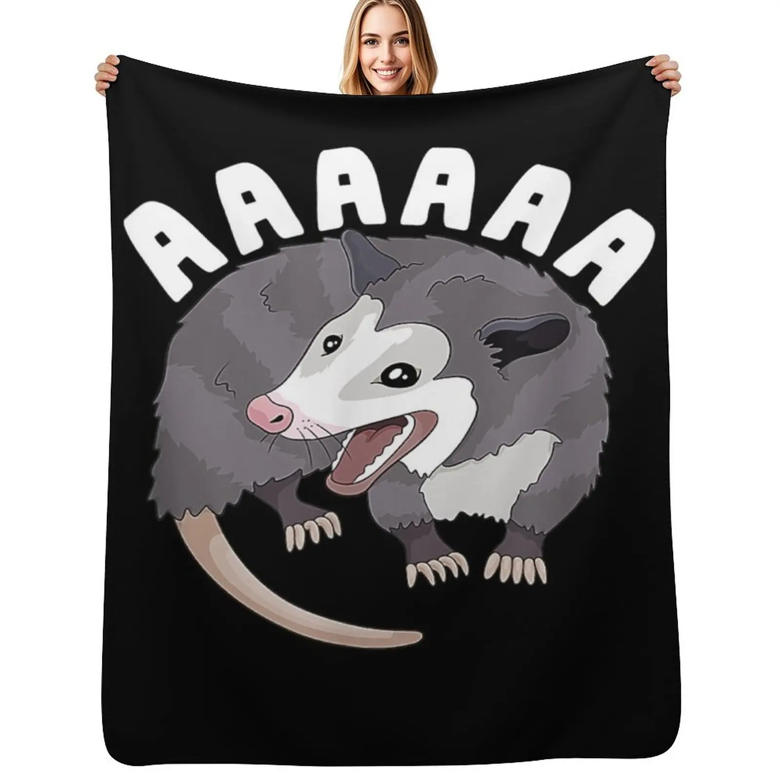 AAAAAA Screaming Opossum Stressed Possum Funny Dank Meme Throw Blanket Outdoor Soft Blanket for Picnic Beach Camping