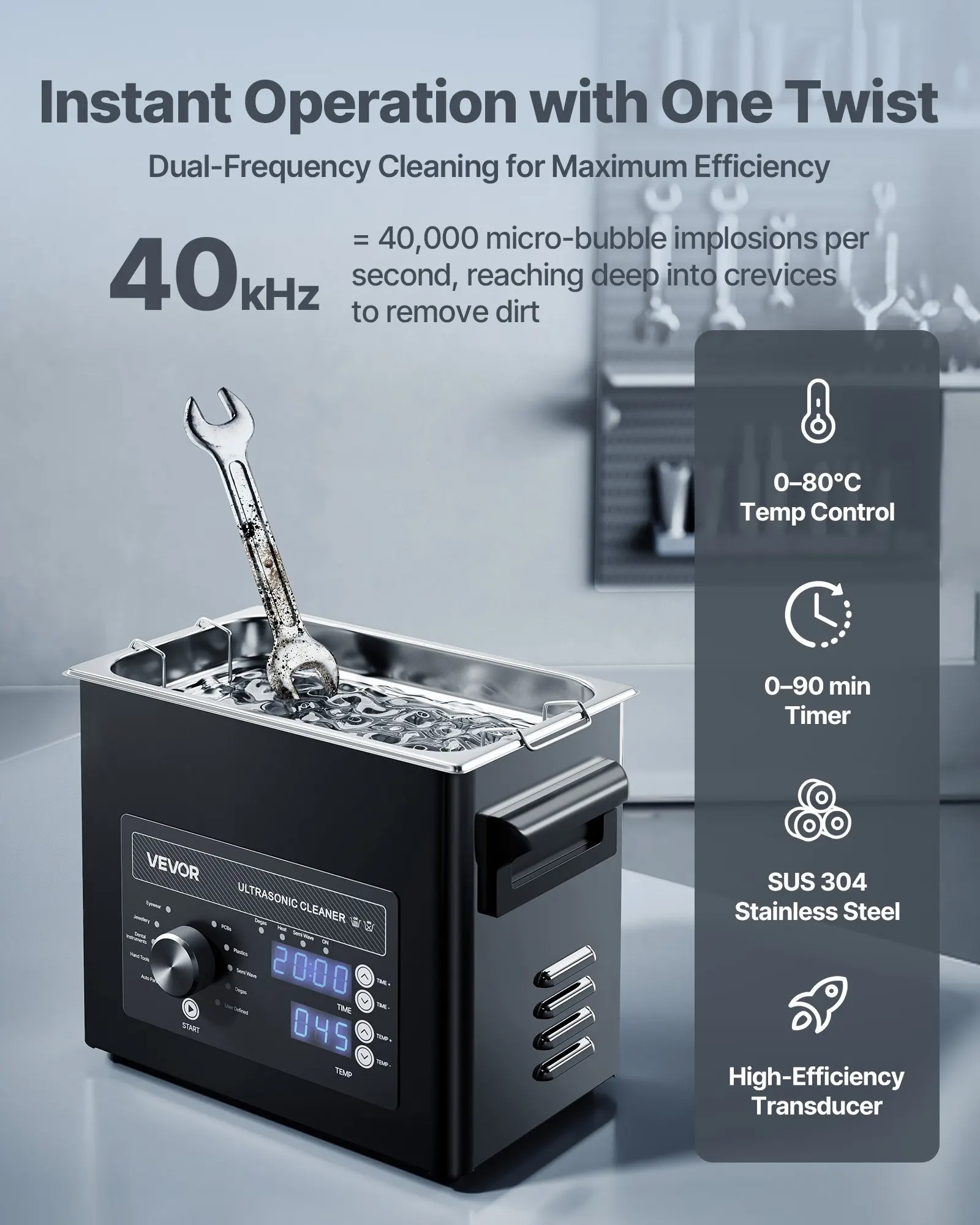 

3L Ultrasonic Cleaner, Professional Ultrasonic Cleaner Machine With Knob Control, Stainless Steel Cleaning Machine With Basket