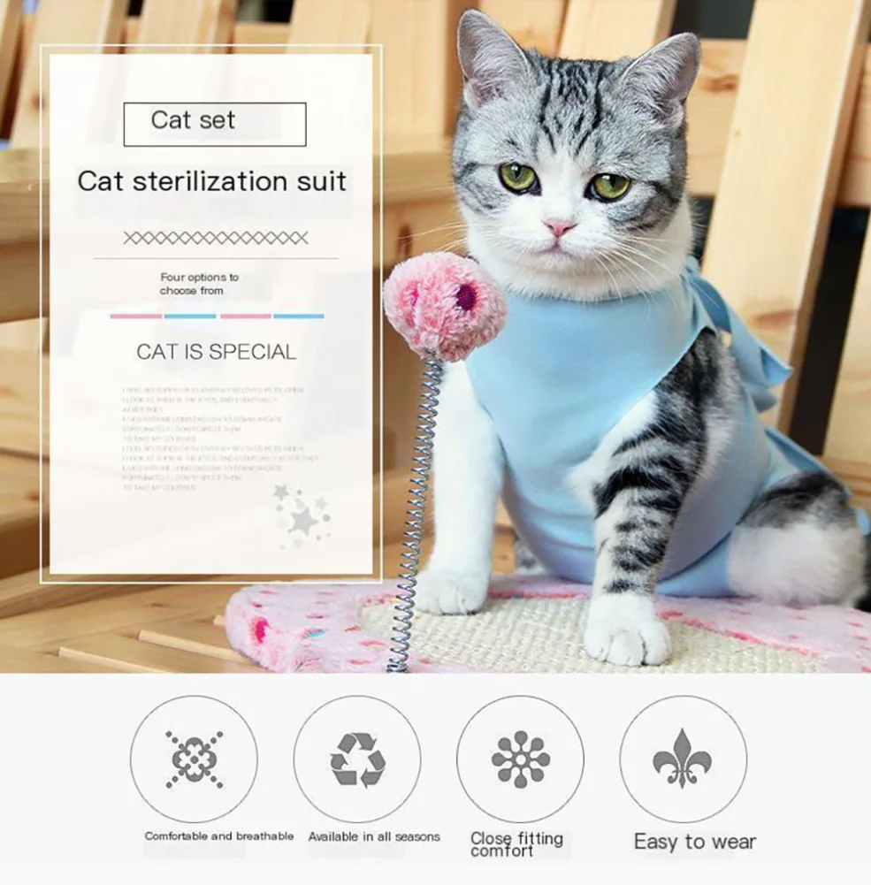 Cat Surgery Recovery Suit Pet Recovery Shirt For Abdominal Wounds And Skin Diseases Cat Neuter Protective Anti Licking Wounds