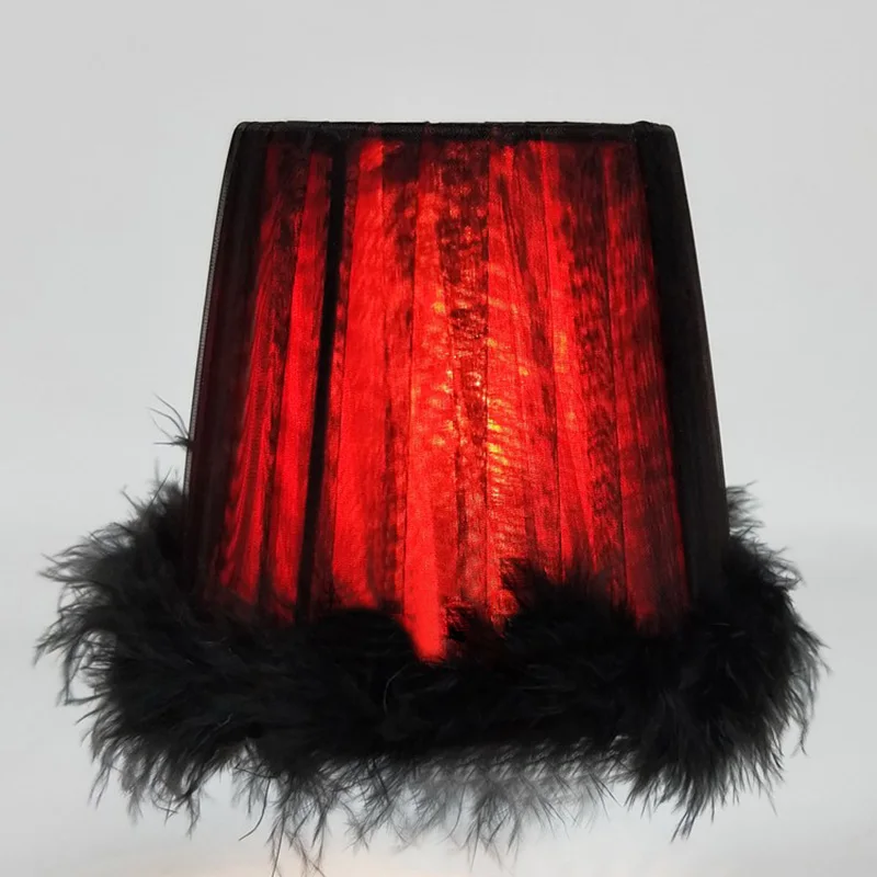 Nordic Style Feather Lampshade Bedside Desk Table Lamp Night Light Chic Feather Lamp Shade Dinner Party Home Decor