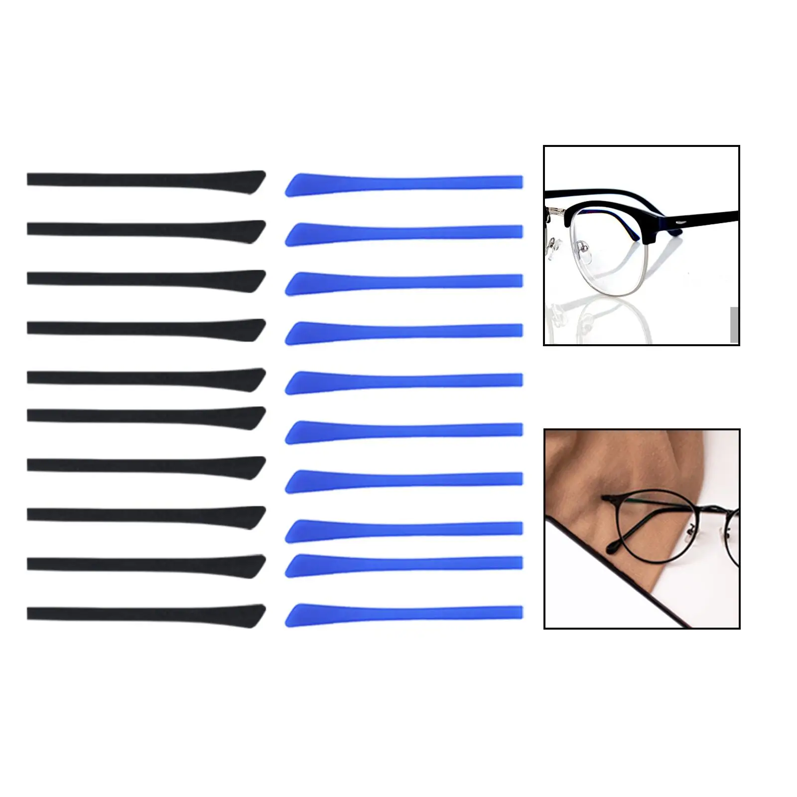 10x Silicone Eyeglass End Tips, Anti Slip Cushion Ear Sock Pieces Replacement Tips Comfort Soft for Thin Metal Eyeglass Legs