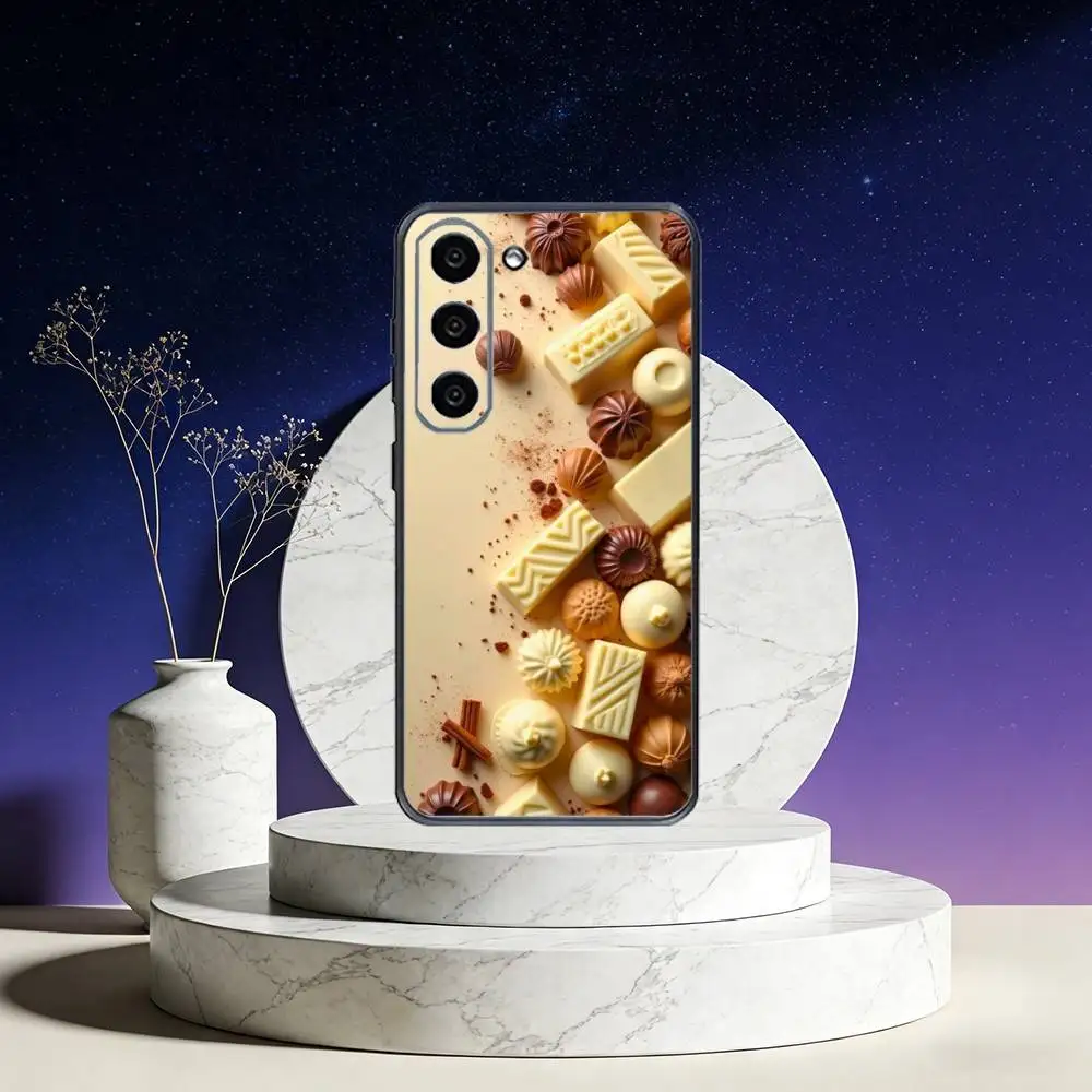 حافظة هاتف سي شوكولاتة لهاتف سامسونج جالاكسي A73، A72، A71، A70، A53، A52، A51، غطاء أسود ناعم آخر