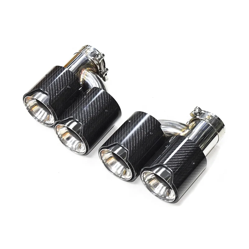 Hot Sale Double H Muffler Tip Gloss Silver Carbon Fiber MP Exhaust Tail for BMW M5 M6 F25 F26 535 X3 M Sports Car