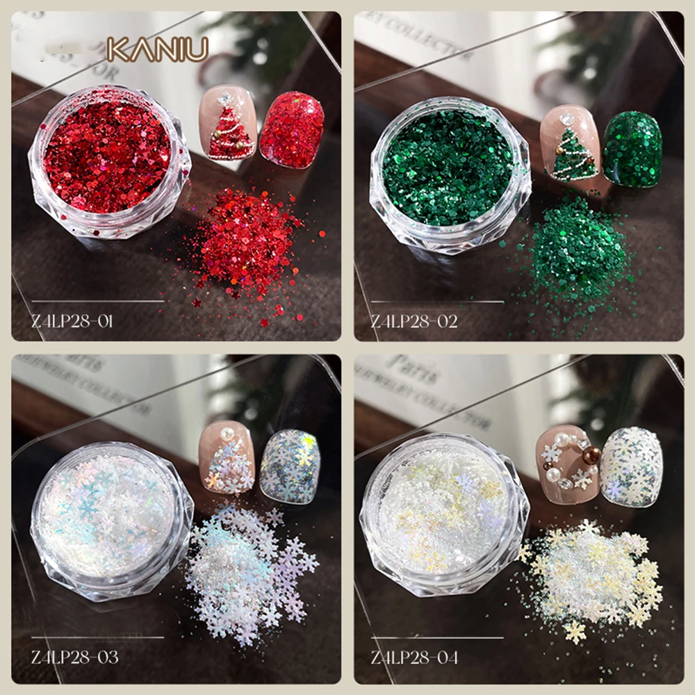 Kerst nagelglitter gemengd met sneeuwvlok laserpoeder goudfolie glitter winter glitter nageldecoratie sneeuwvlok nagelglitter