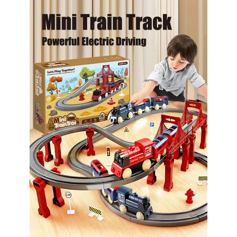 

TOPMAYA Electric Assembling Rail Train Boy Educational Simulation Model Set Christmas Birthday Gift Train Track Toys