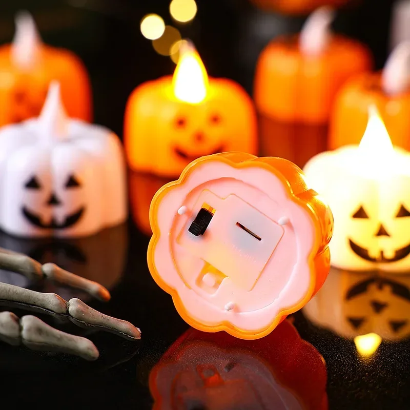 80PCS Halloween Pumpkin Candle Lights Led Electronic Candle Lights Table Garden Decorations Night Lights Halloween Decorations