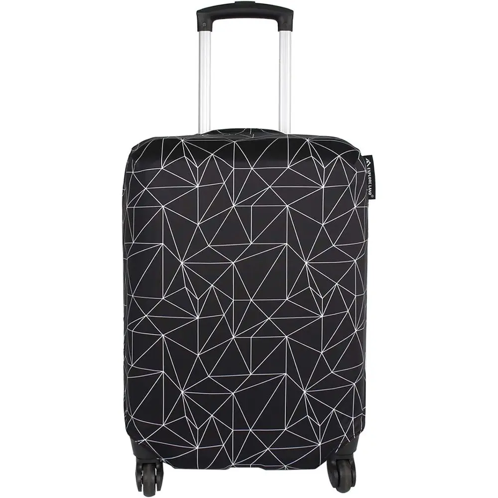Travel Luggage Cover for 18-22 Inch Cases - Black Geometric Design (S)