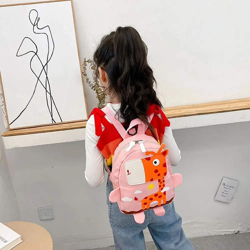 Mochila infantil anti-perdida com desenhos animados, girafa, bolsa de escola para crianças e bebês na moda, verão