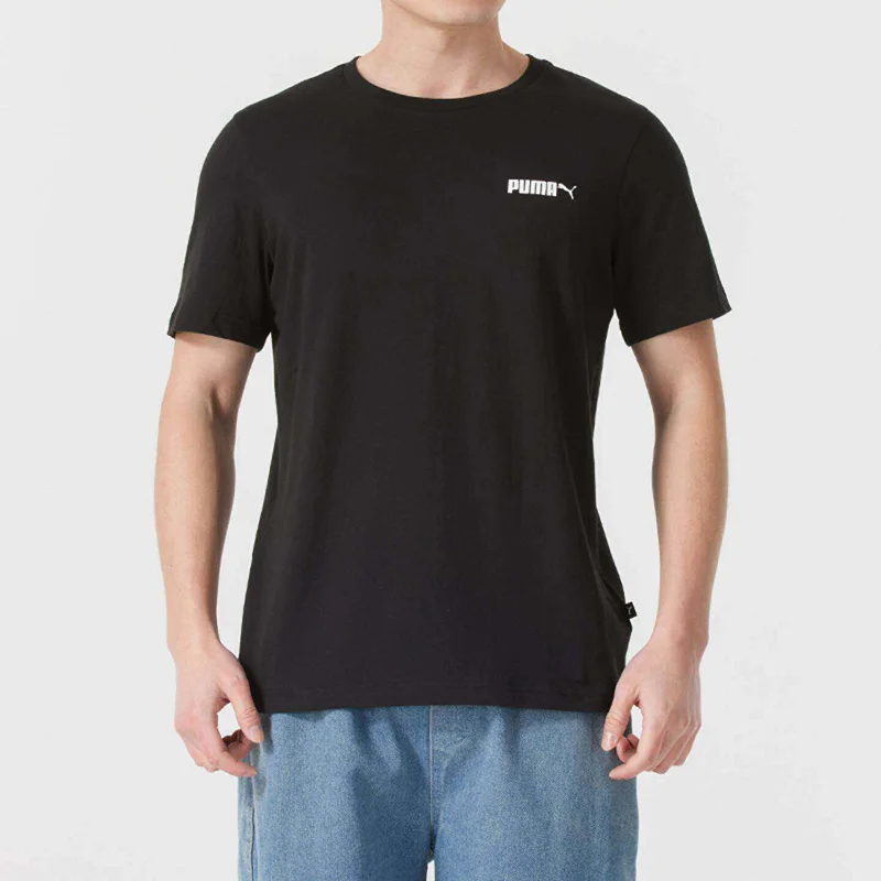 Puma Mens Crew Neck T Shirts Small Logo Casual Cotton Tees 2 Colors Light Gray Black 691340-62 691340-01