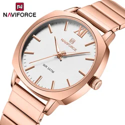 NAVIFORCE Classic Business Quartz Women Watches High Quality Stainless Steel Strap Ladies Wristwatch 30m Waterproof Female Clock