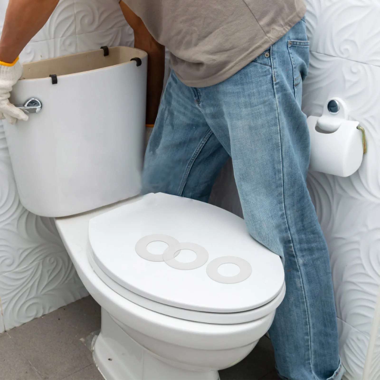 

4Pcs Durable Rubber Toilet Tank Sealing Washers Leak Proof Replacement Toilet Water Tank Gasket Kit Washers for Bolts