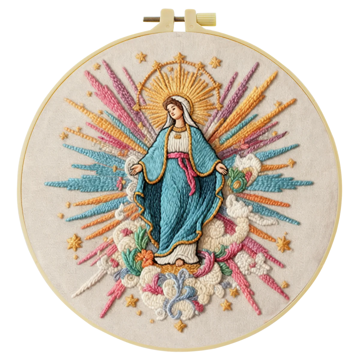 1 Stück 20X20CM/15X15CM 7,87/6,3 Zoll Religiöses Stickerei-Starter-Kit DIY-Kit DIY-Stickerei-Set Handarbeiten Heimdekoration Nadelkunst – Detail 1