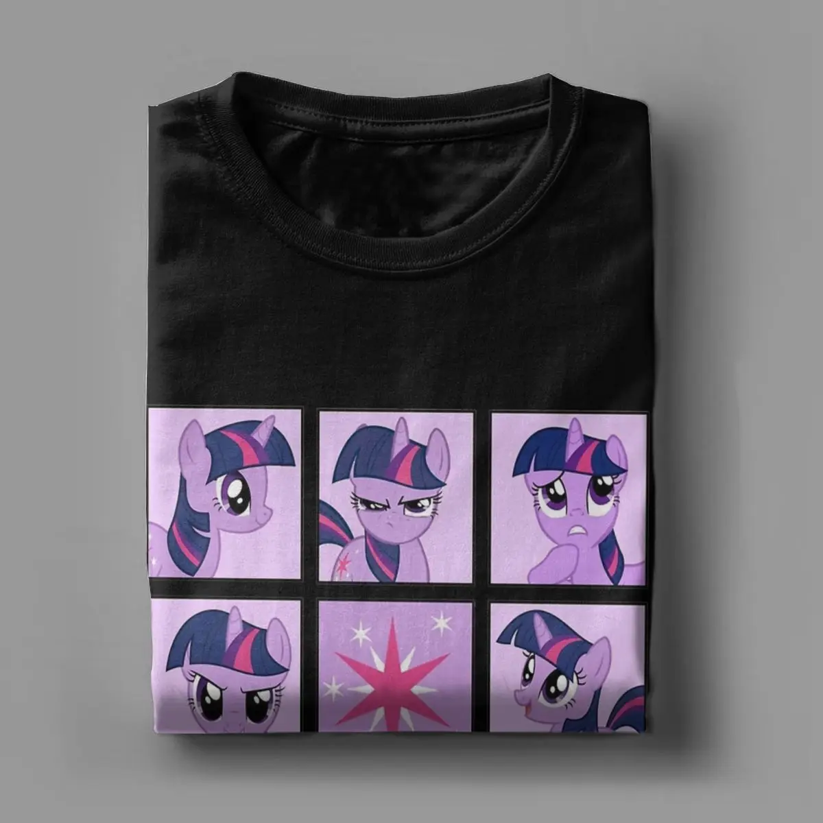 Faces Of Twilight Sparkle Men\'s T Shirt Mlp Humor Tees Short Sleeve O Neck T-Shirt Pure Cotton 4XL 5XL Clothes