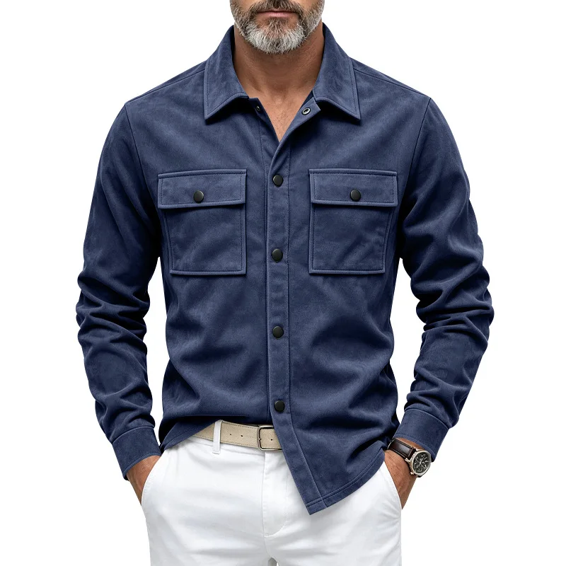 2026 Herren-Wildlederjacke und -hemd für Herbst und Winter, Arbeitskleidung mit geradem Schulteransatz, mehrfarbige Oberbekleidung, modisches Hemd! – Detail 9