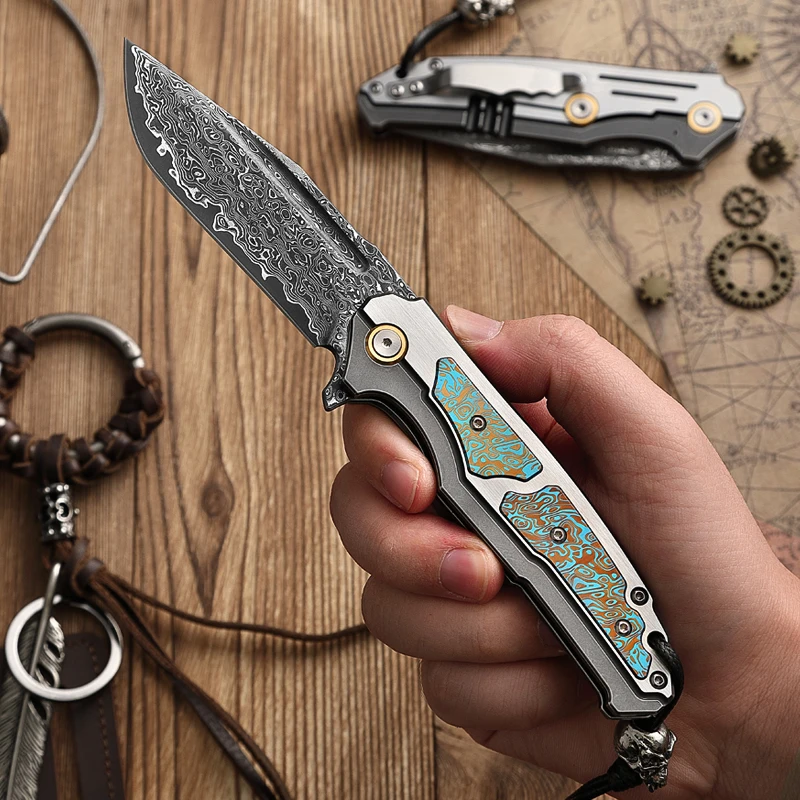 Japan forged VG10 Damascus steel high hardness sharp folding knife outdoor camping hunting tactical knife self defense EDC tools