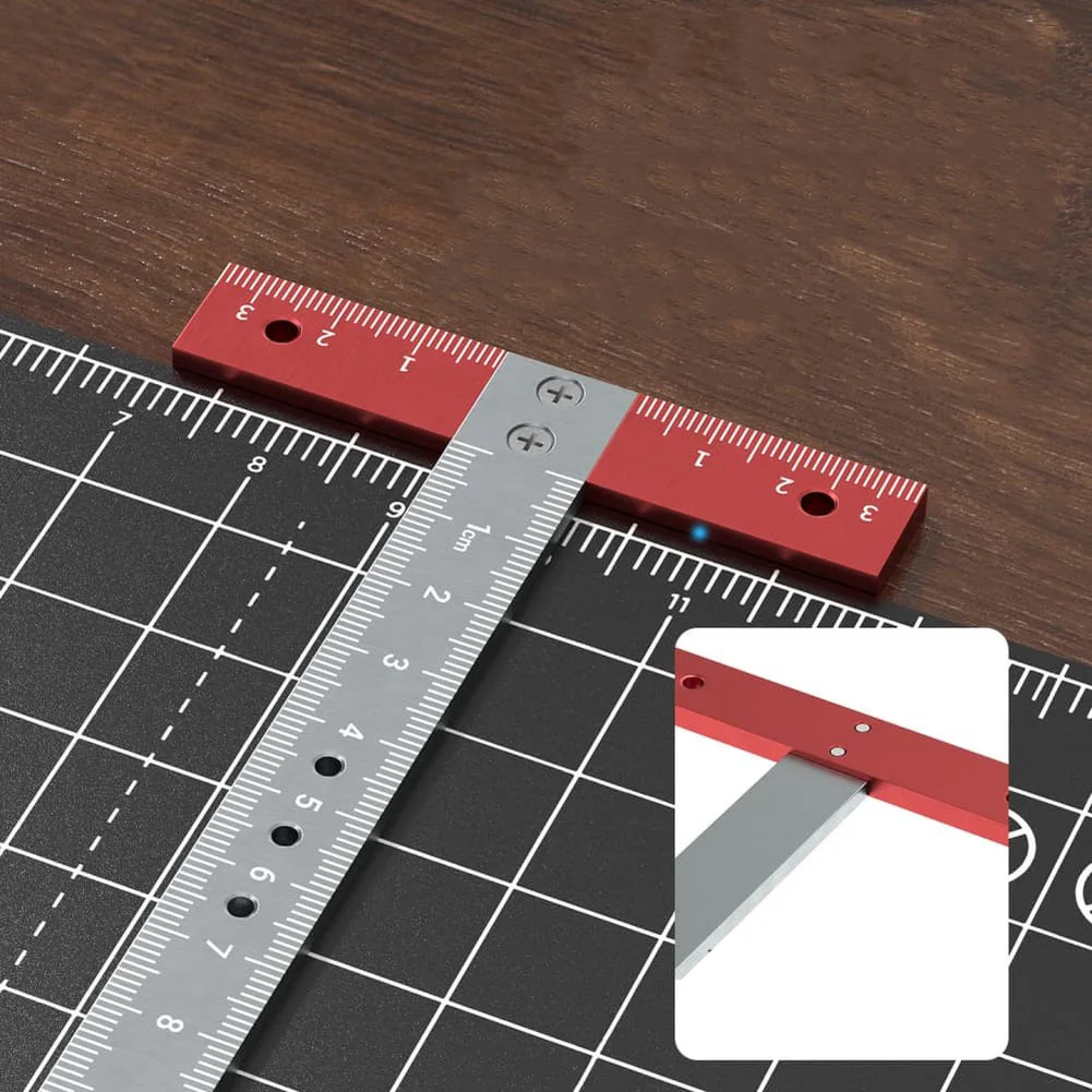 Portable T-Square Aluminum Alloy T-Square 1mm Offset Design CNC Machined Precision Clear Metric Graduations Hand Tool Set