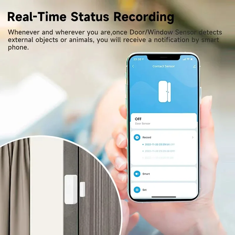 Tuya Zigbee/WiFi capteur de porte fenêtre magnétique détecteur d'alarme ouvert fermé application Smart Life fonctionne avec Alexa Google Home besoin de passerelle