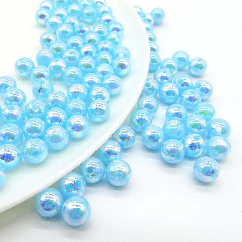 Acrylic beads for jewelry making Macaron solid color AB color beads round beads DIY bead making handmade plastic loose beads