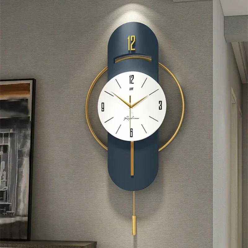 Large Wall Clock with Pendulum for Living Room Home Decor Wall Clocks Modern Design Swing Digital Wall Watch