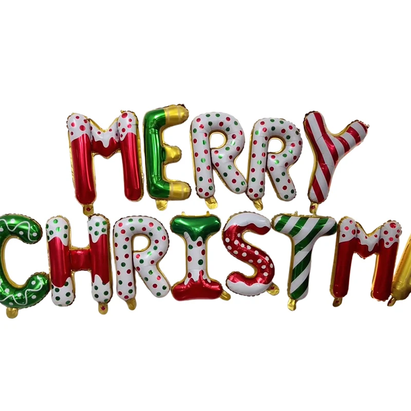 1 Set 15 pollici Buon Natale Foil Palloncino Sfondo Decorazione Appeso Lettera Aria Globos Ornamento di Natale Forniture per feste Regali per bambini